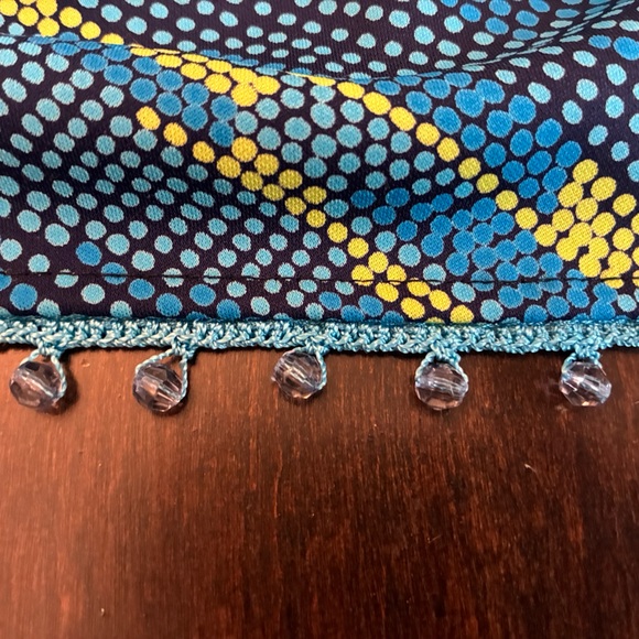 Blue, Black and Chartreuse dot Maternity Mini Skirt with beaded hem - Picture 3 of 11